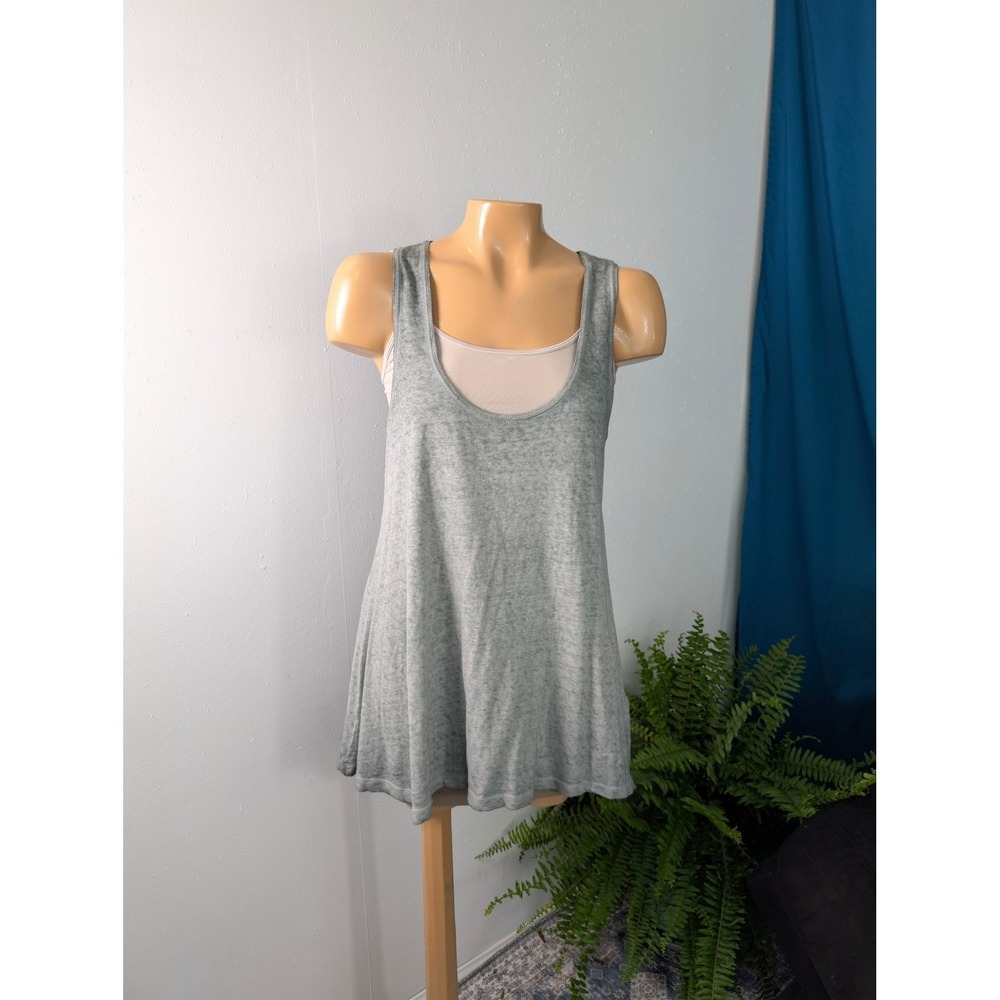 Akemi + Kin Tank Top Womens Medium Green‎ Linen Blend Scoop Neck Ombre Flowy